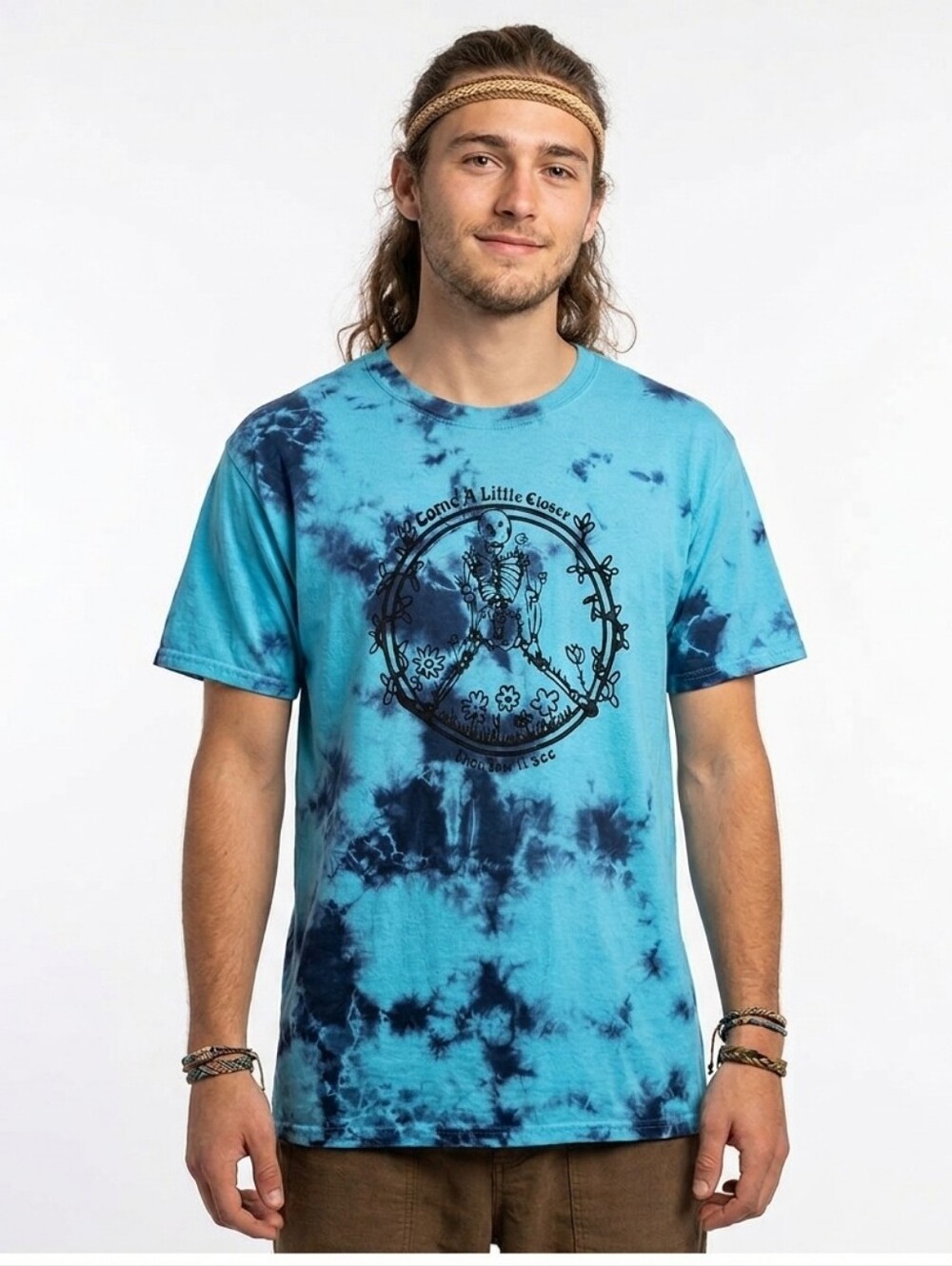 Urban Outfitters Altru Apparel Skeleton Peace Sign Tie Dye Graphic Tee Large